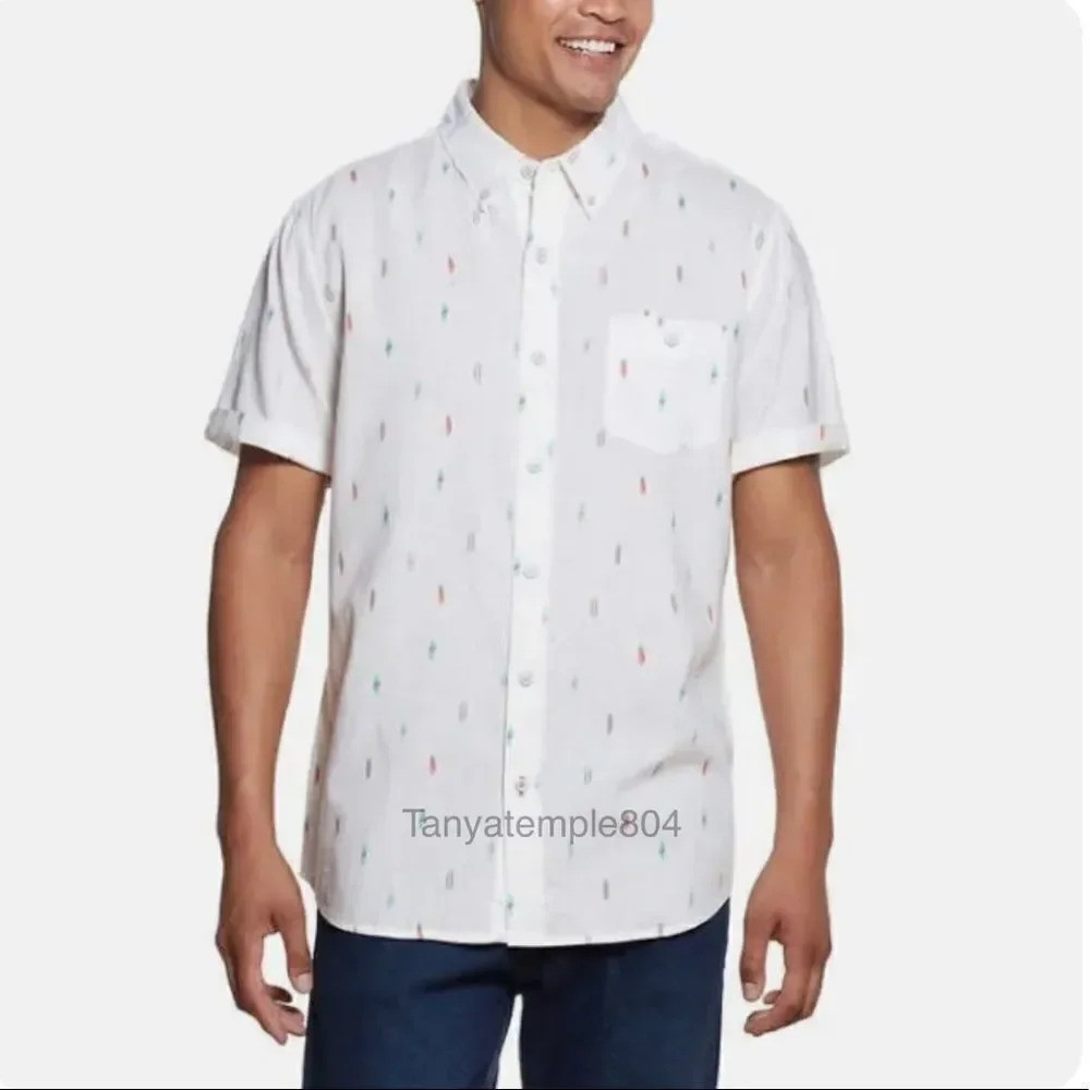 Weatherproof Vintage Men Short Sleeve Woven Shirt BRILLIANT WHITE, L, XL